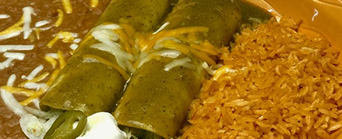 Enchiladas Verde at Guadalajara Grill, Bar, & Table Side Salsa in Tucson Arizona.